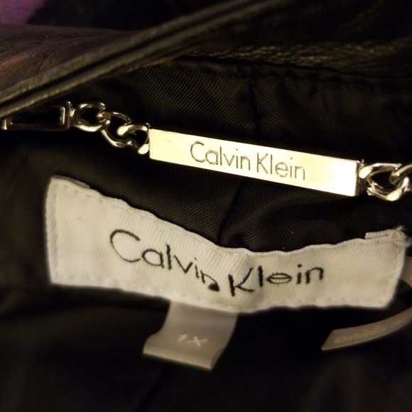 Calvin Klein faux-leather moto jacket plus size - Picture 7 of 8